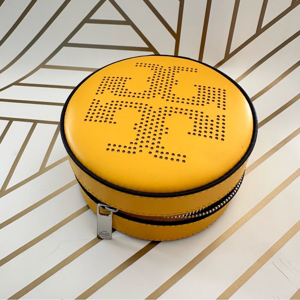 Yellow leather Tory Burch accessory case